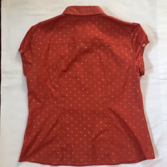 Michael Kors Burnt Orange Gold Button Down Top L - Picture 6 of 8